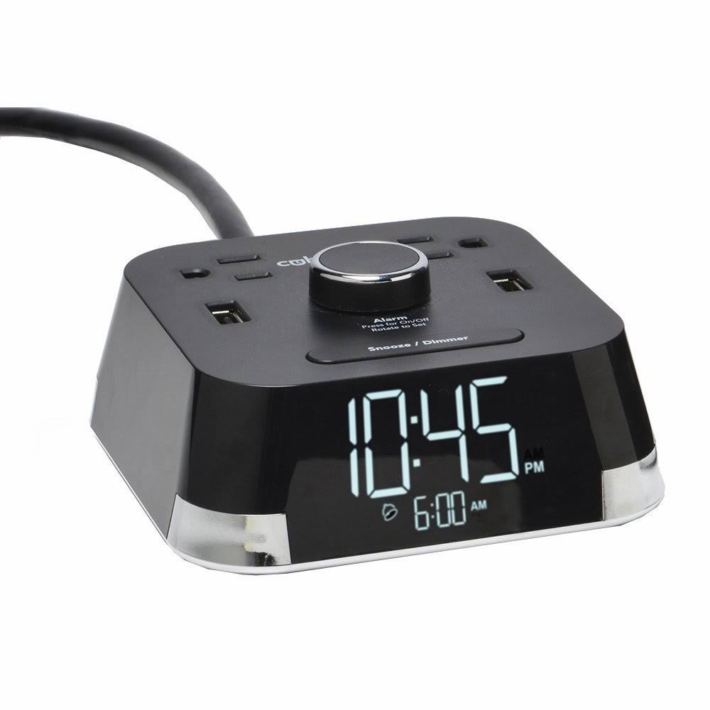 Brandstand BPECT CubieTime Alarm Clock Charger w/2 USB Ports and 2 Outlets Charging Station