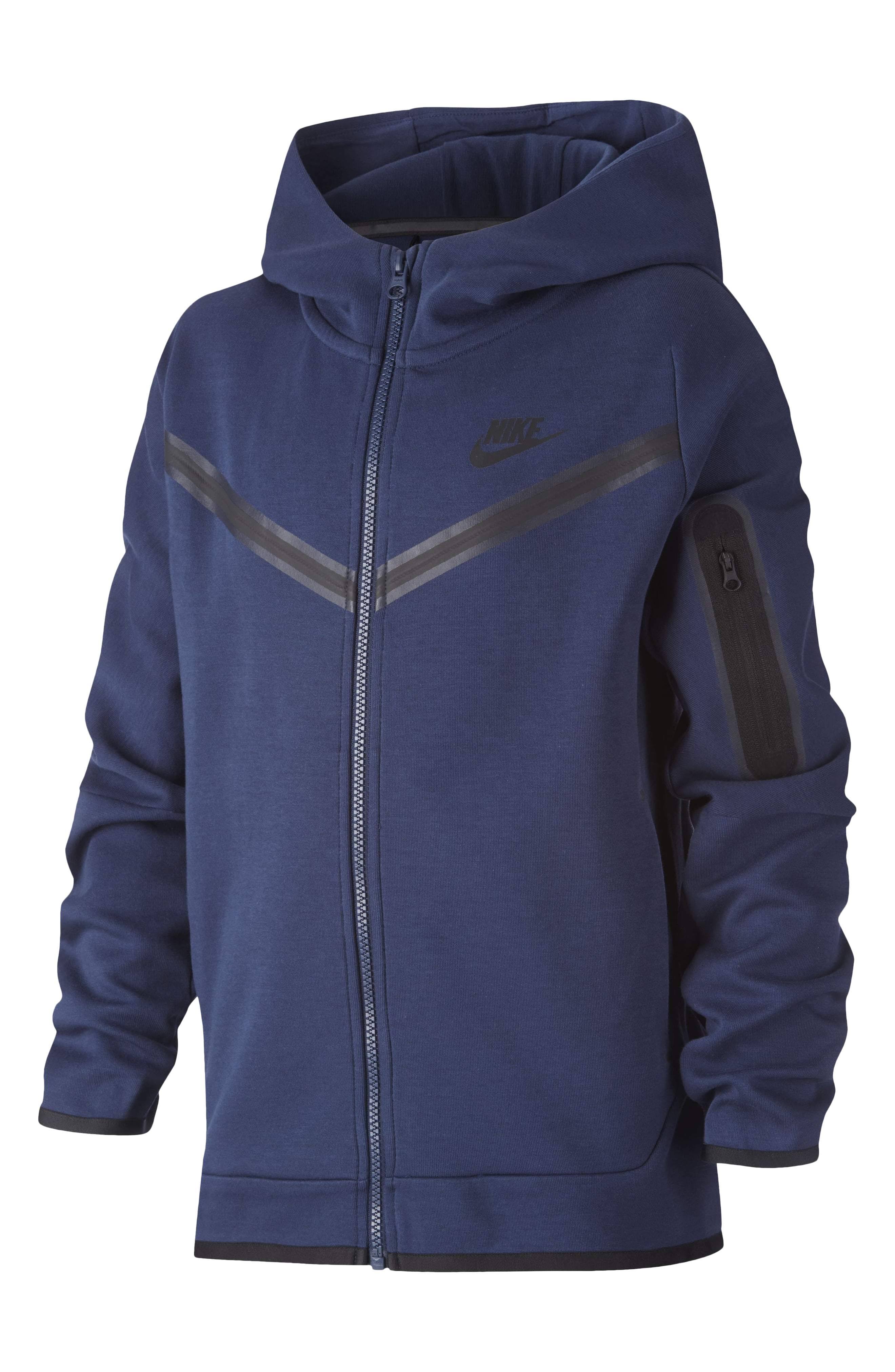 Nike Boys& Sportswear Tech Fleece Full-Zip Hoodie CU9223 - Medium / Blue