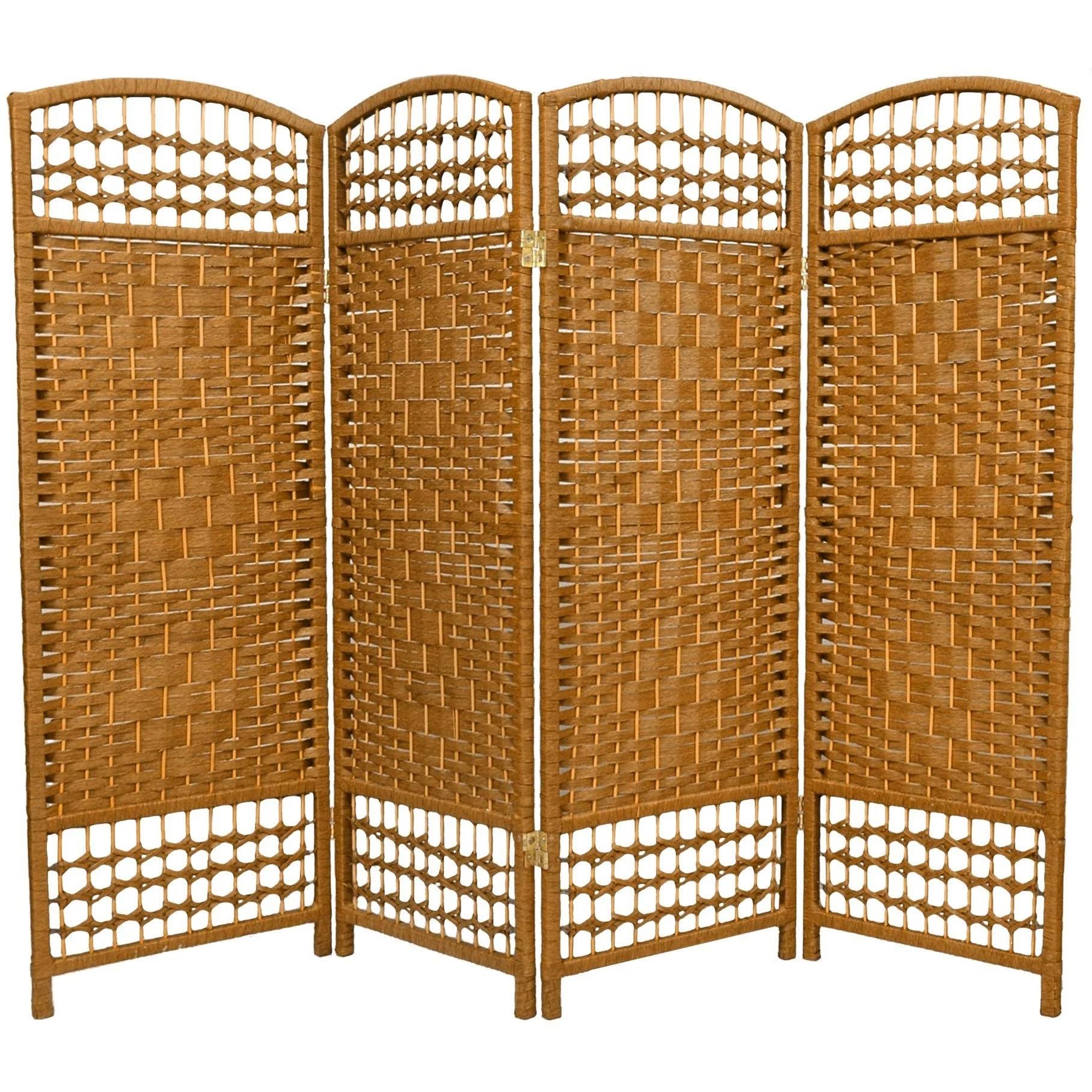 Oriental Furniture 4 ft. Tall Fiber Weave Room Divider - Light Beige - 4