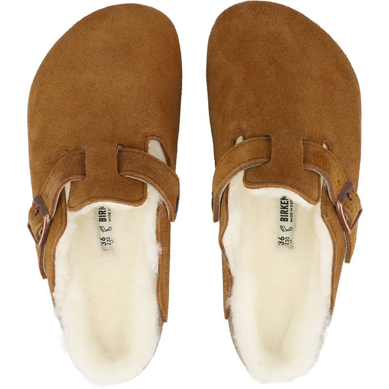 Birkenstock Boston Suede Leather Mink Shearling Clogs