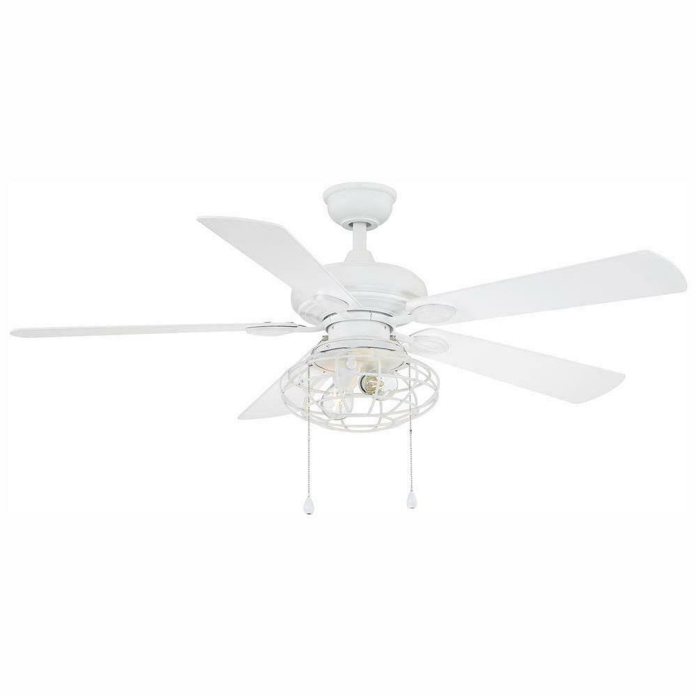 Home Decorators Collection Ellard 52 in. LED Matte White Ceiling Fan Light Kit