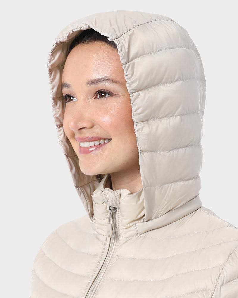 32 Degrees Women's Ultra-Light Long Packable Down 3/4 Jacket Bourgogne / XL