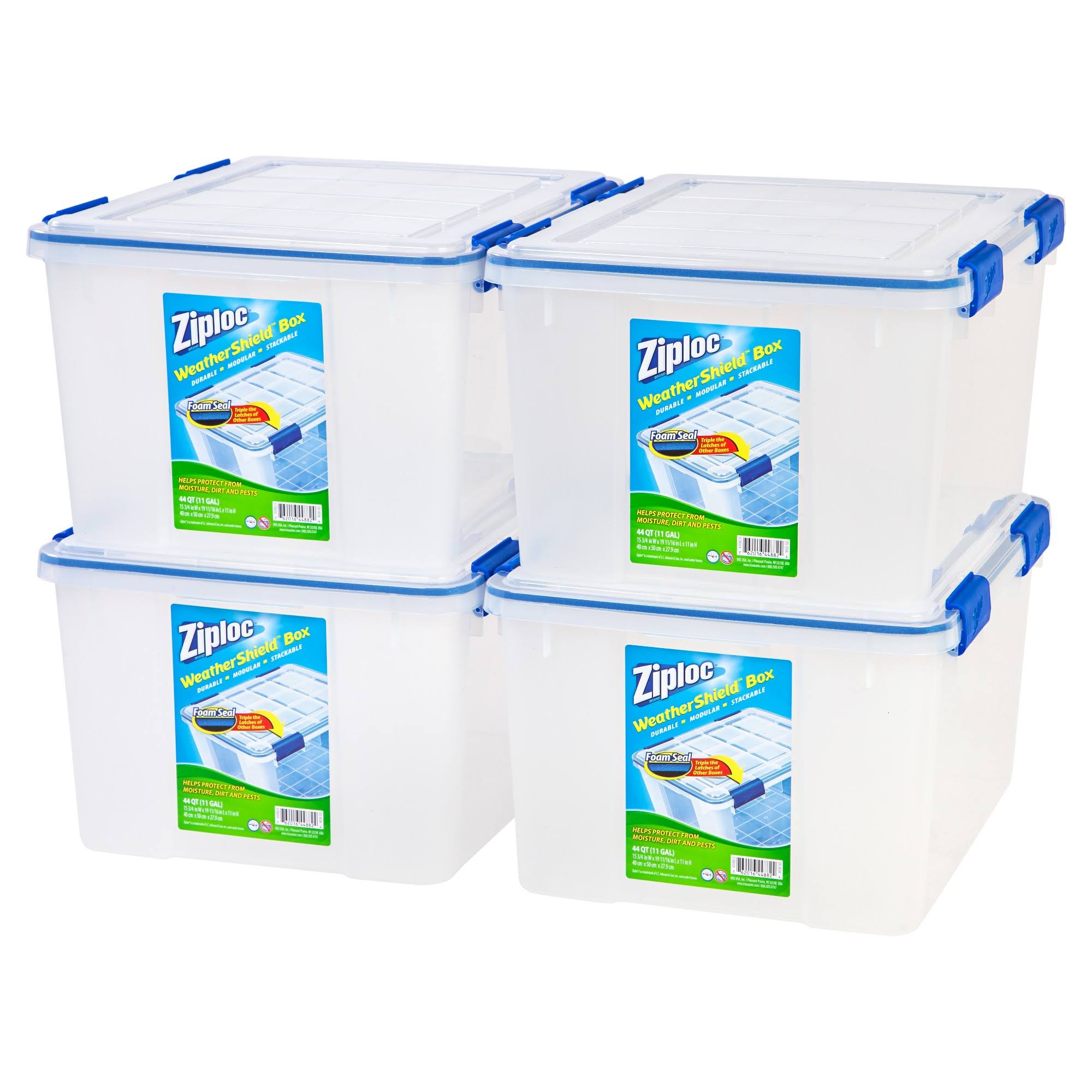 Ziploc WeatherShield 44 Quart Storage Box 4 Pack Clear