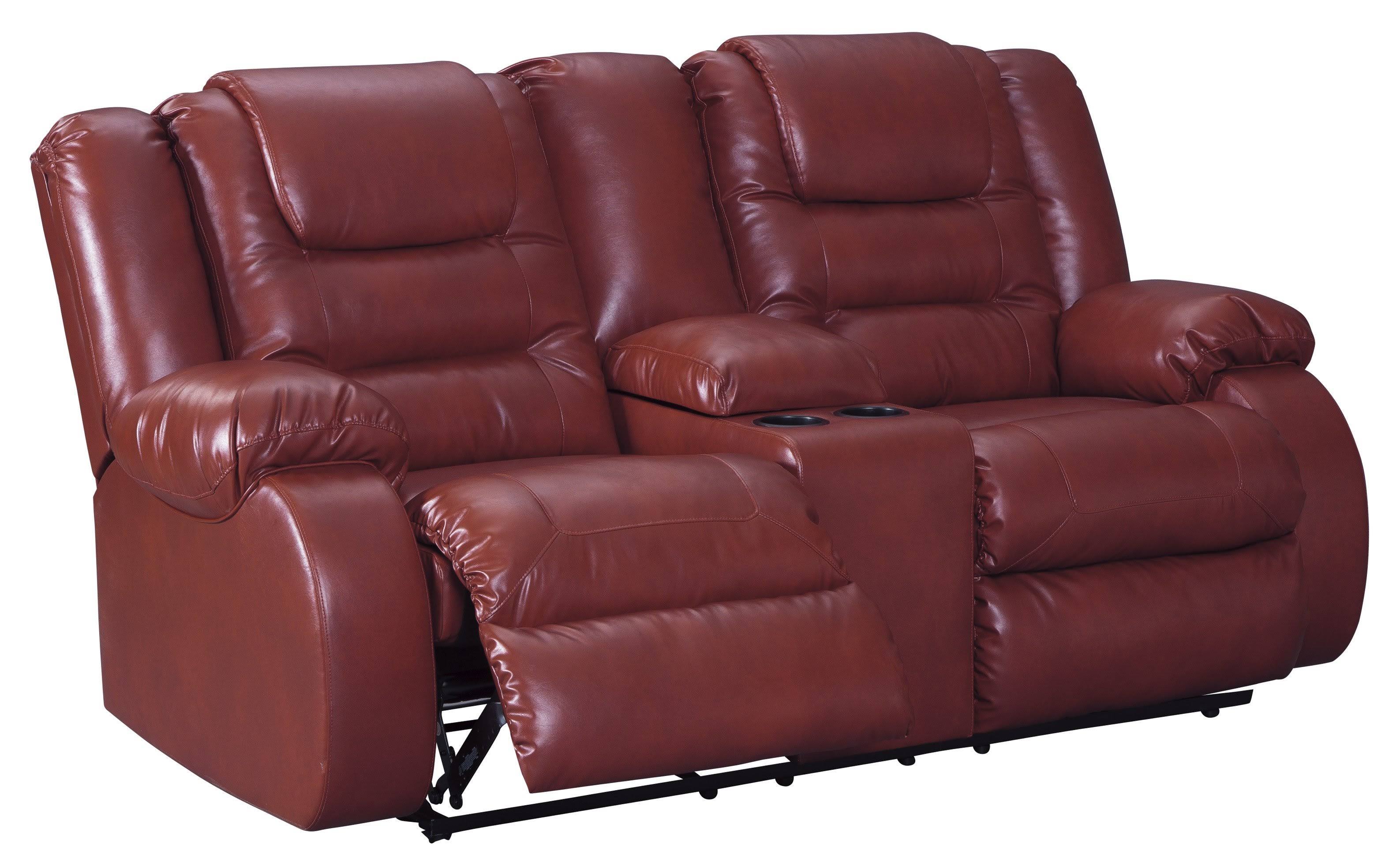 Signature Design by Ashley Vacherie Reclining Loveseat with Console - Salsa