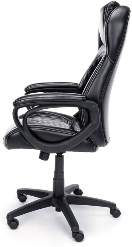 Ofm Ess Collection Racing Style SofThread Leather High Back Office Chair, in Bla