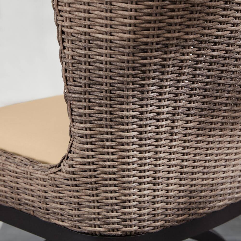Home Decorators Collection Hazelhurst Brown Wicker Outdoor Patio Swivel High Dining Chairs with CushionGuard Almond Tan Cushions
