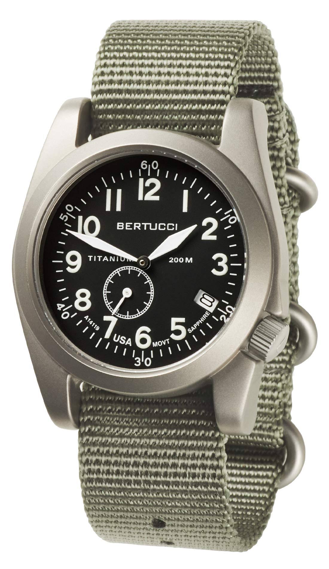 Bertucci A-11T Americana 13334 Mens Defender Drab Nylon Band Black Quartz Dial Watch