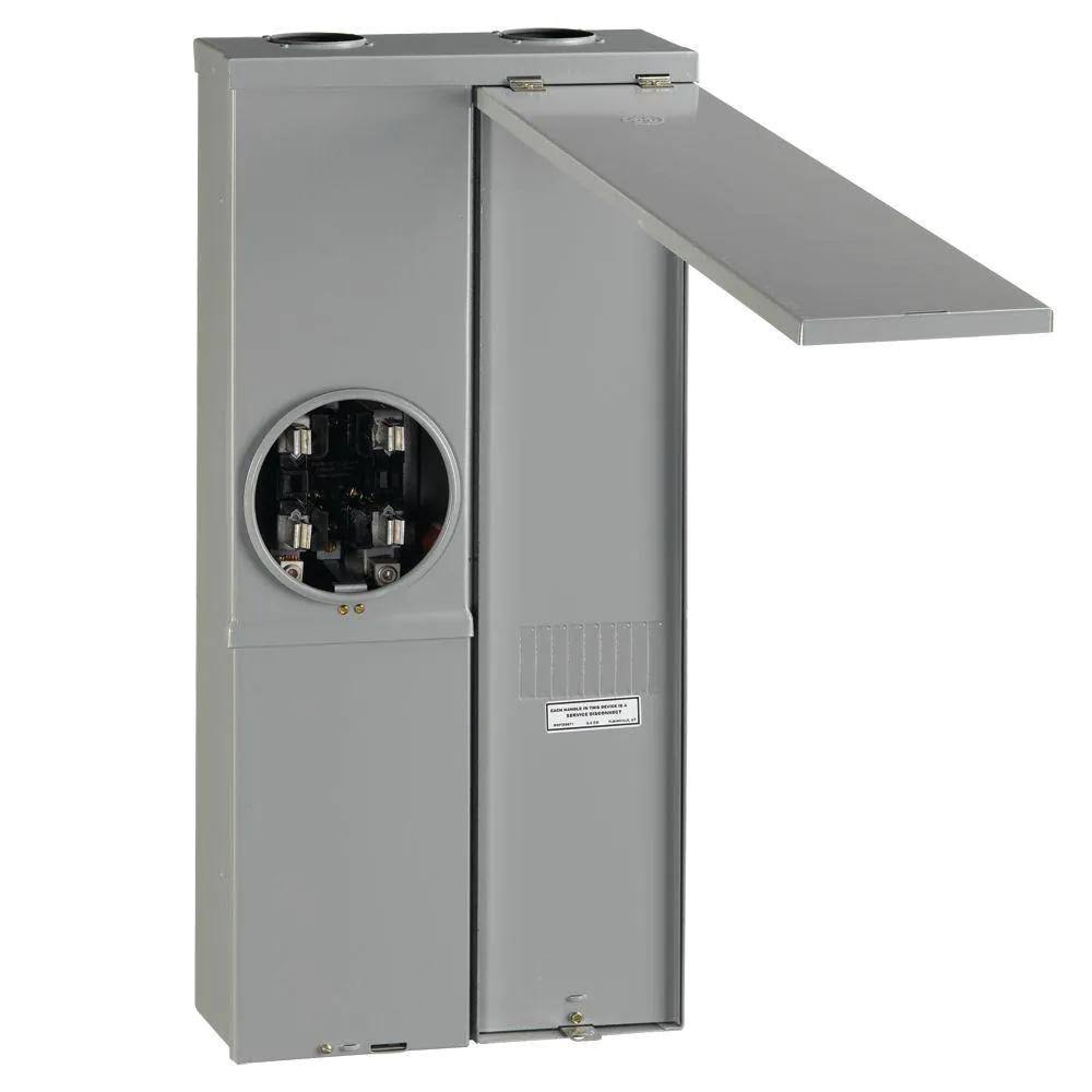 GE 200 Amp 4-Space Ring Type Meter Socket Load Center Semi Flush Mount