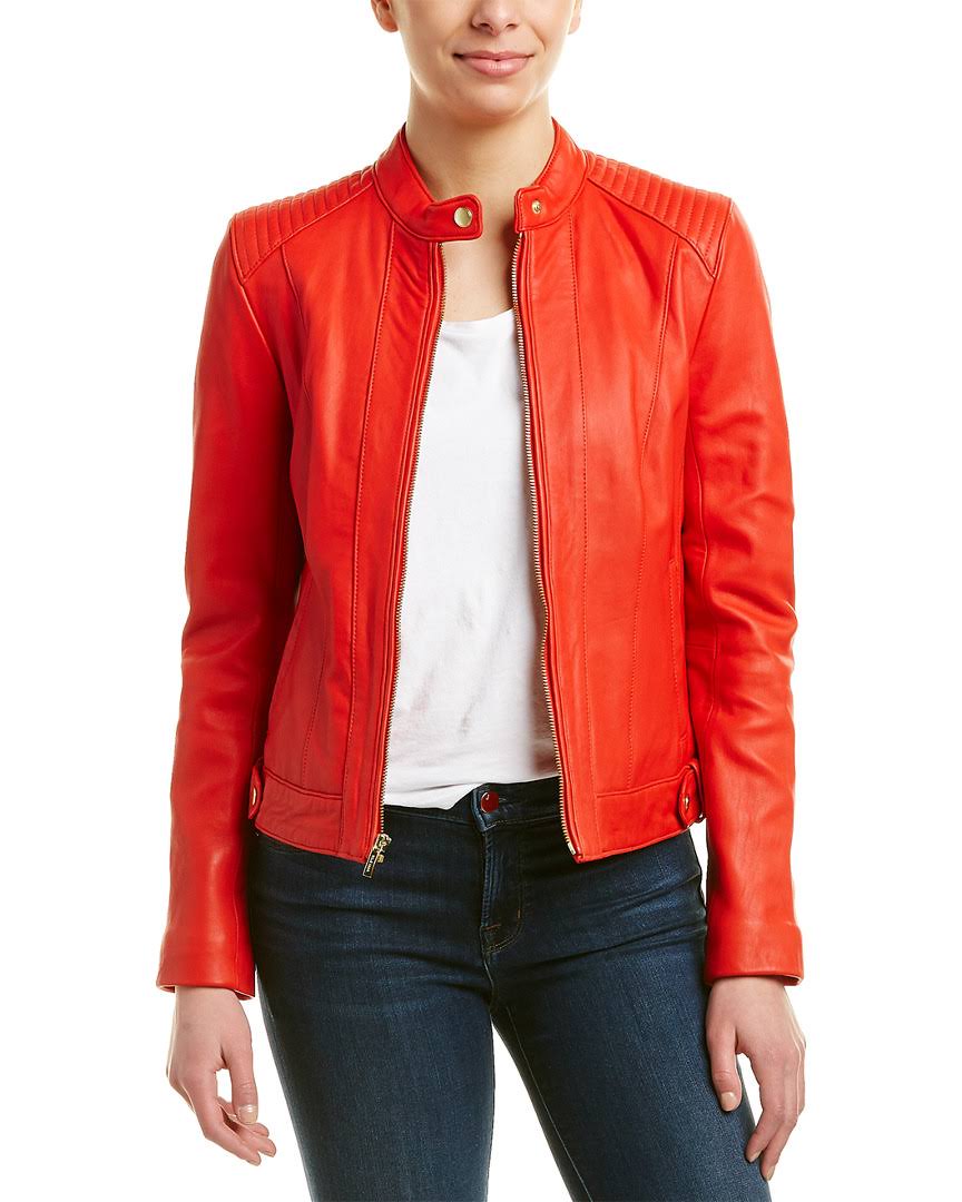 Cole Haan Leather Racer Jacket