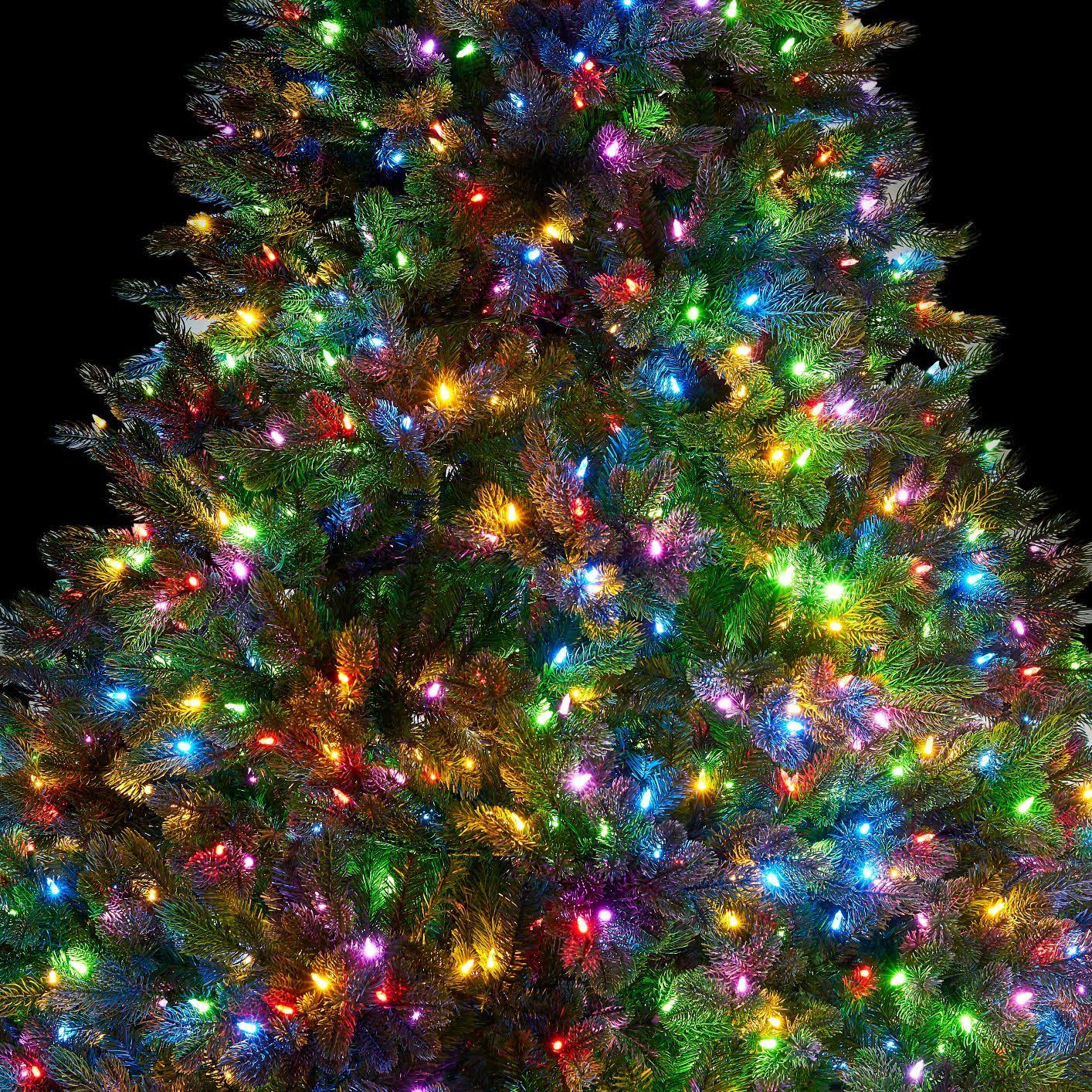 6.5& Cypress Spruce Artificial Christmas Tree with 1000 Warm White u0026 Multi-Color Color LED Lights