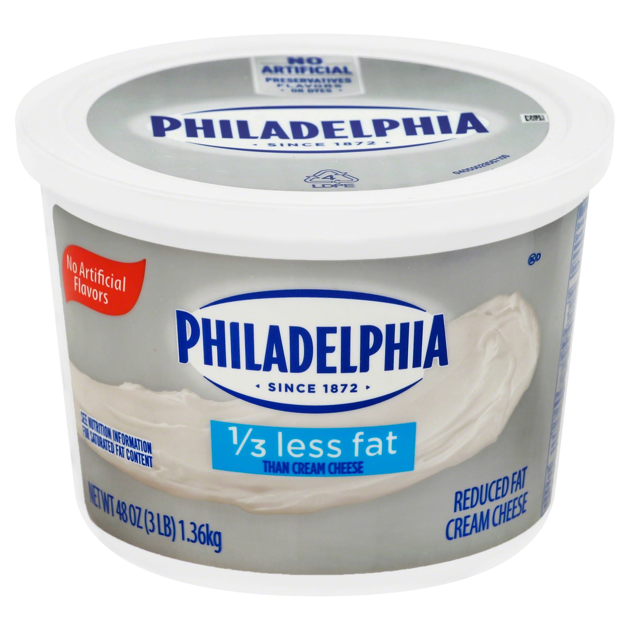 Philadelphia Cream Cheese, Reduced Fat - 48 oz