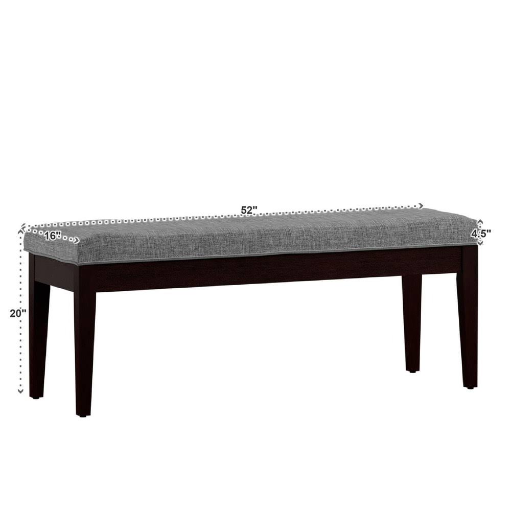 Inspire Q Hawthorne Upholstered Espresso Finish Bench by Bold, Gray