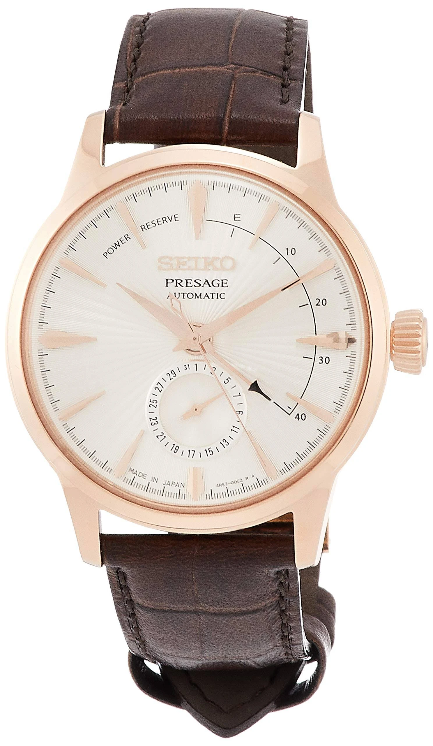 Seiko Men's SARY082 Presage Brown Leather Watch - Brown