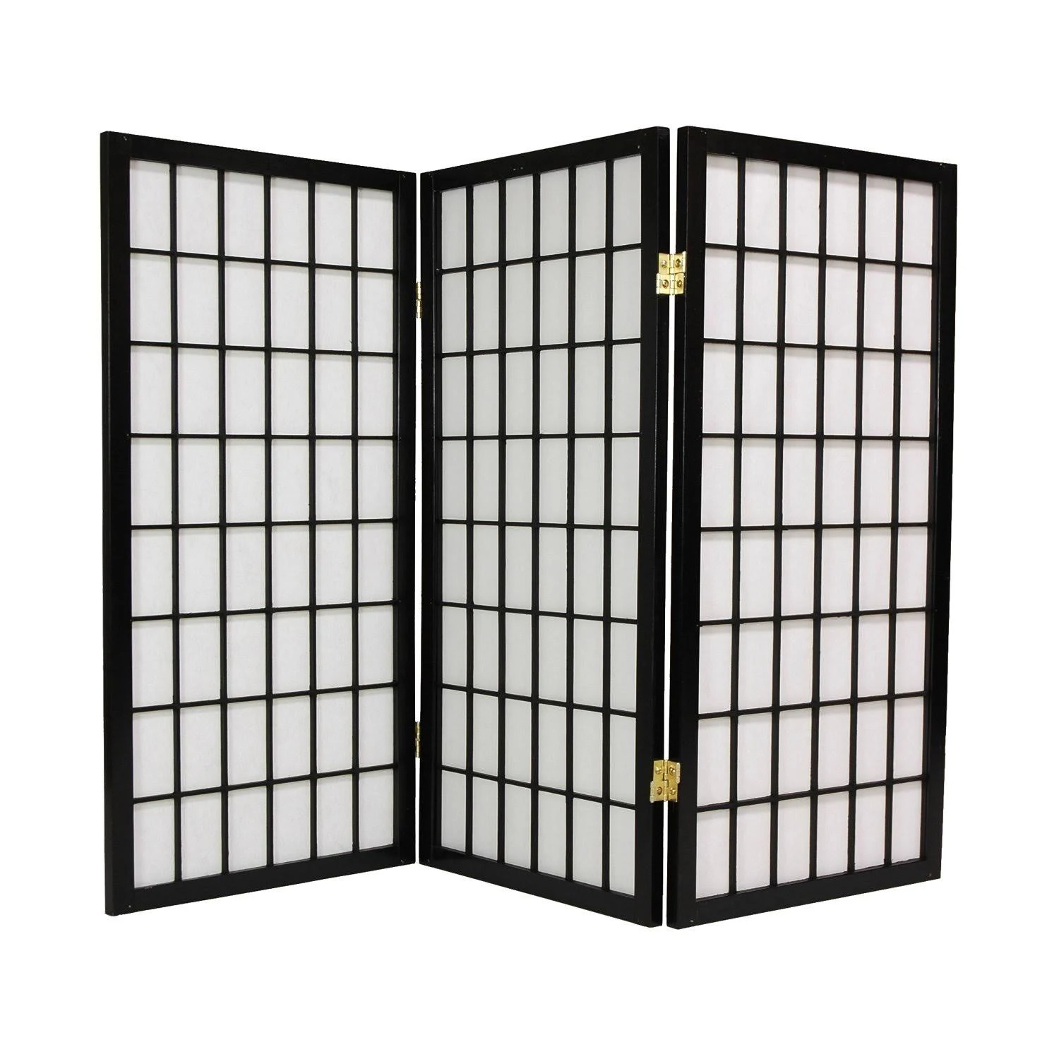 3 ft. Tall Window Pane Shoji Screen Black 3 Panels Oriental Furniture