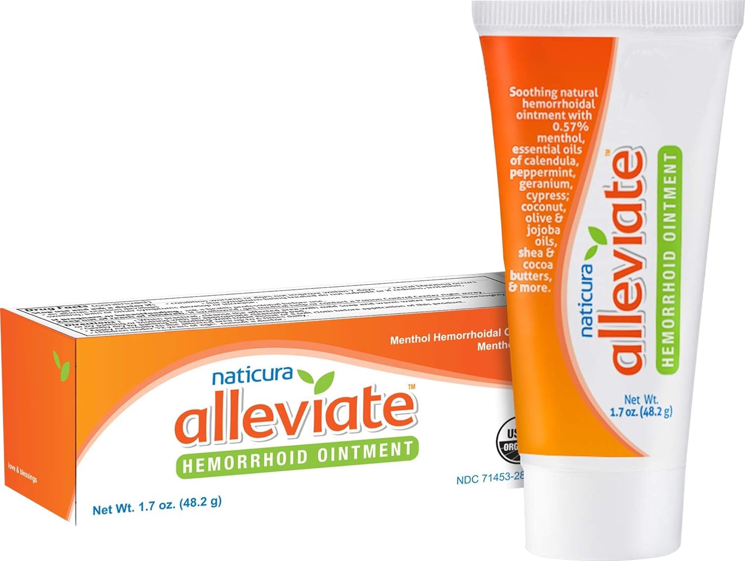 Naticura: Alleviate Natural Hemorrhoid Treatment Ointment - All-Natural Fast Cooling Cream for Burning, Itching, Pain, Fissures and Swelling - 1.7 oz. - with Peppermint, Coconut Oil and Shea Butter