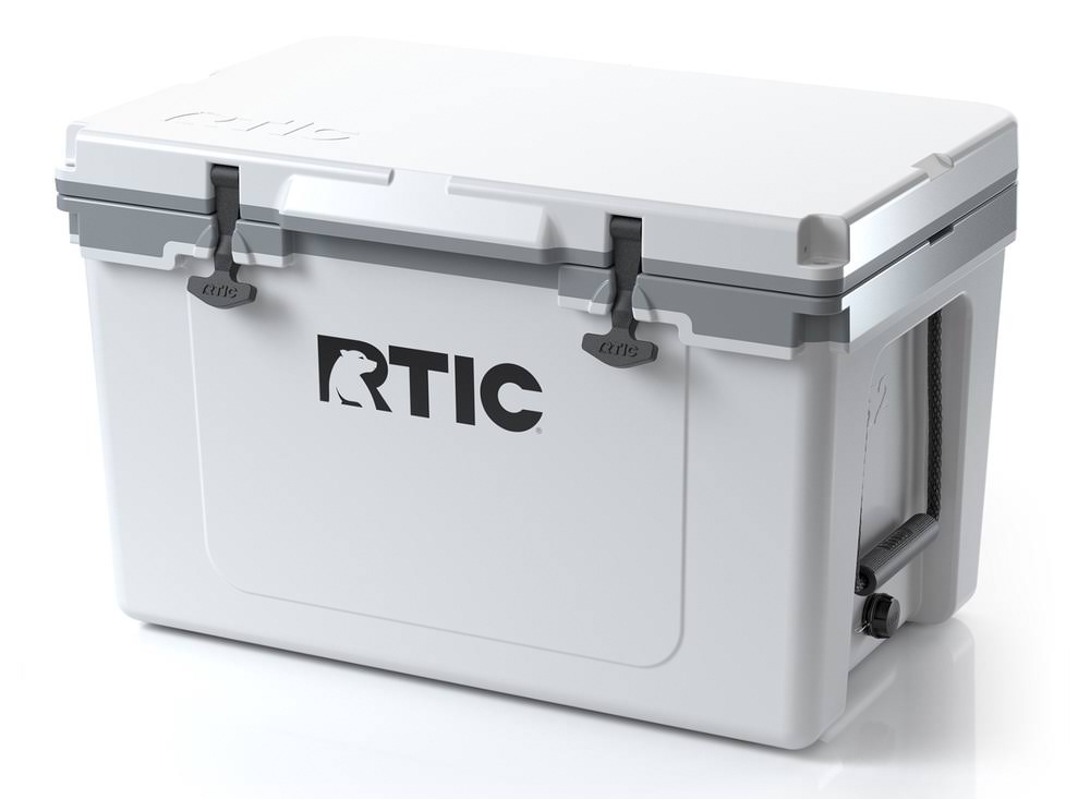 RTIC 52 Quart Ultra-Light Hard Cooler, White u0026 Grey, Lightweight, Heavy Duty Rope Handles, T-Latch Closure