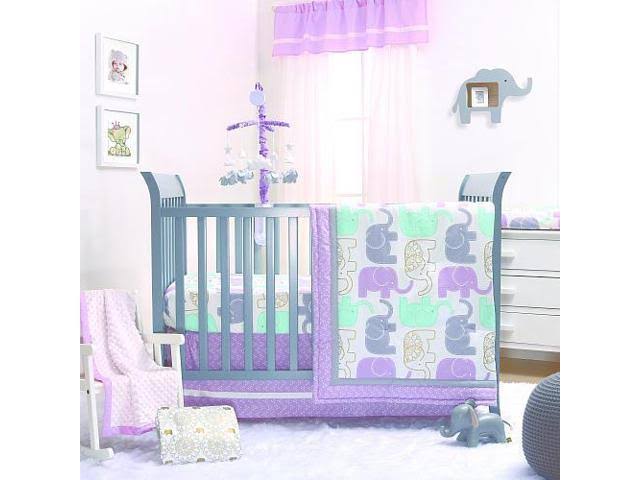 The Peanut Shell Purple Grey Elephant Musical Mobile