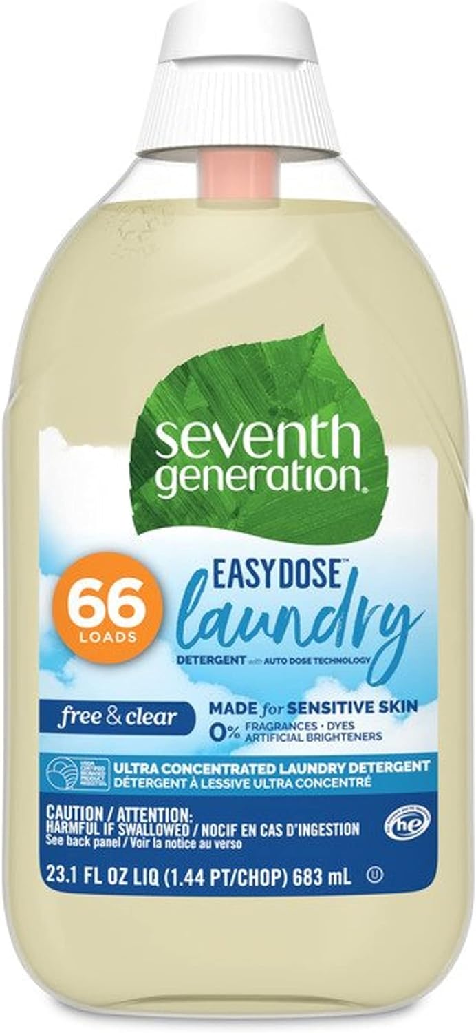 Seventh Generation Laundry Detergent, Ultra Concentrated EasyDose, Free & Clear, 23 oz, 66 Loads (Packaging May Vary)