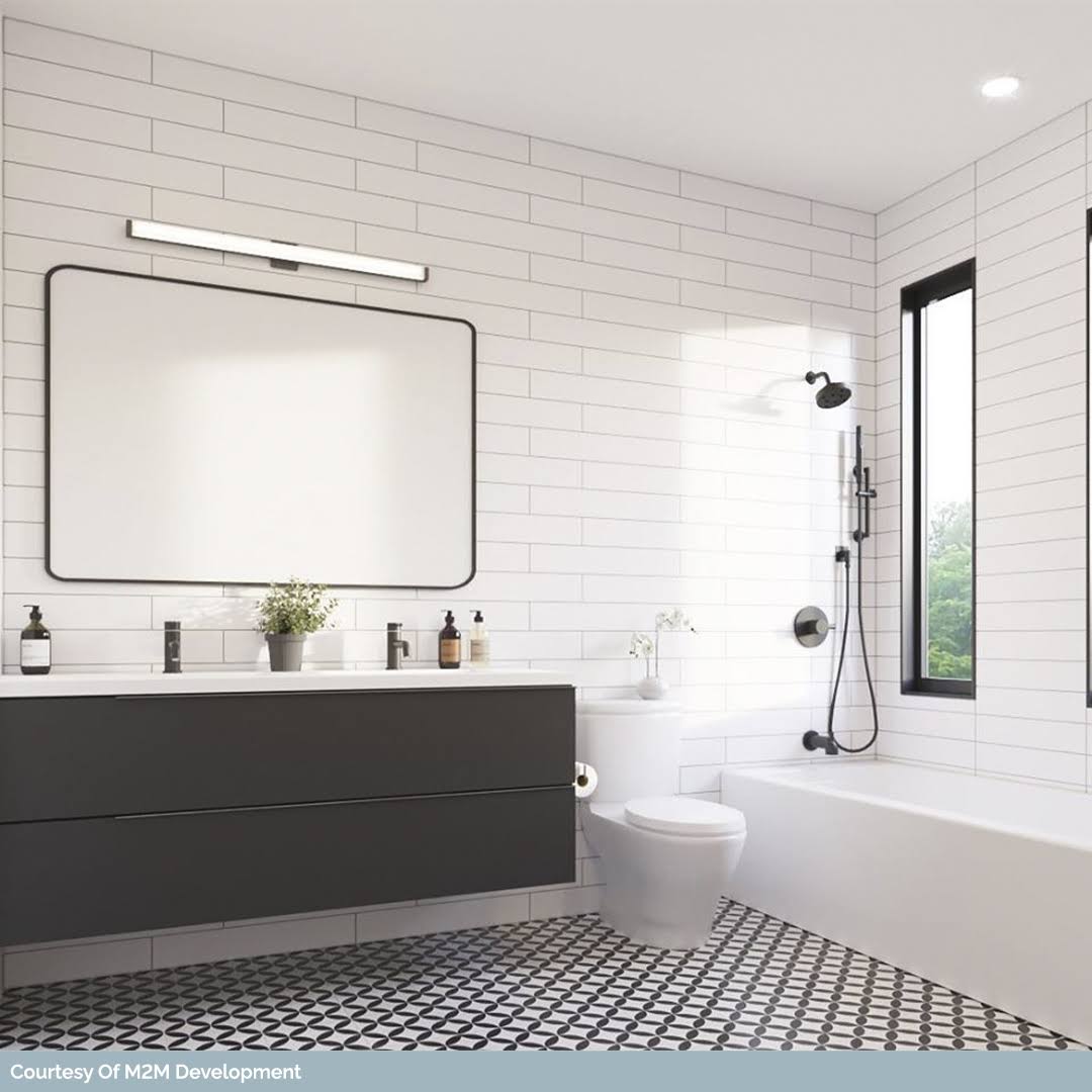 Ivy Hill Tile Norwalk Floor Deco Black and White 8x8 Matte Porcelain Tile, Blacku0026White, Backsplash, Wall and Floor