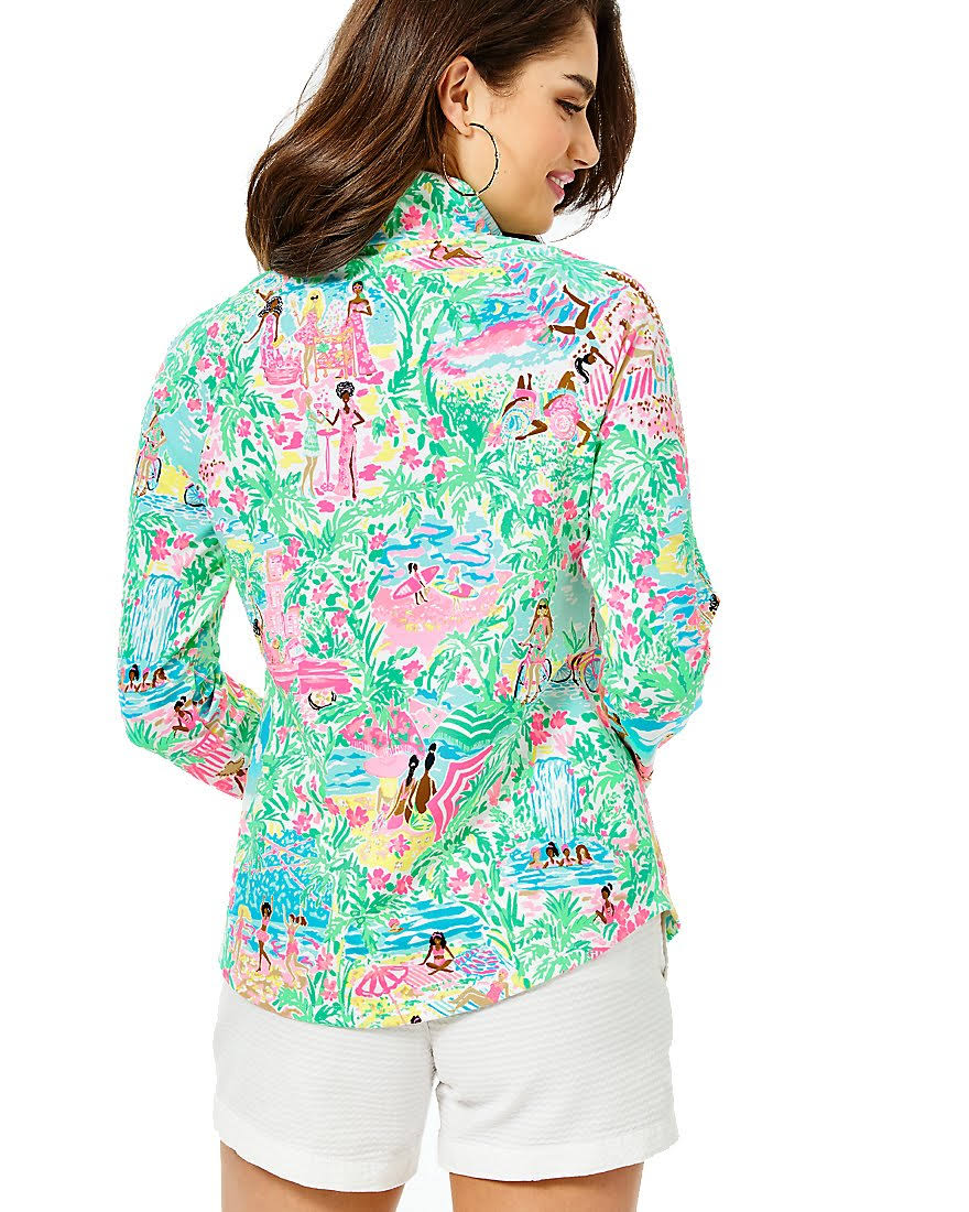 Lilly Pulitzer UPF 50+ Skipper Round Hem Popover (Size XXL) (Multi Lets Get Together)
