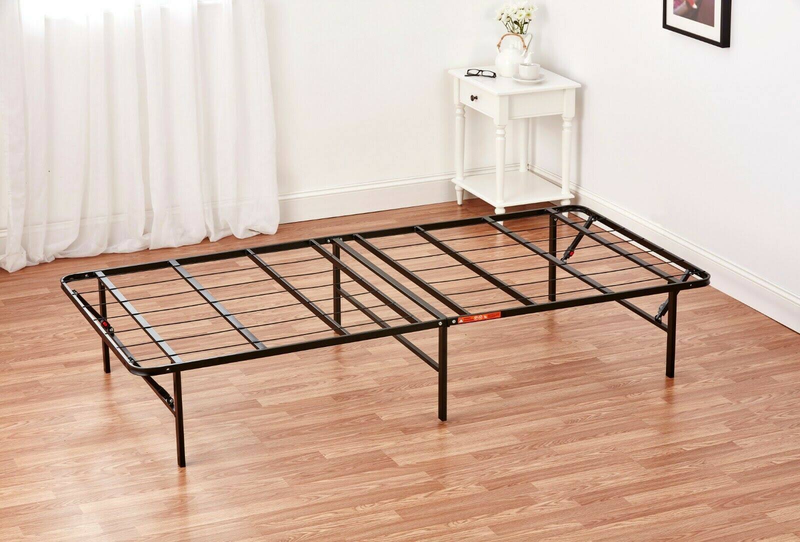 Mainstays 18 inch High Profile Foldable Steel Bed Frame, Powder-Coated Steel, Size: Twin, Black