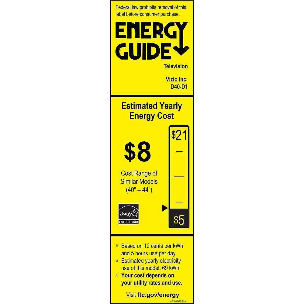 Vizio D40-D1 D-Series 40x22 Class Full-Array LED Smart TV