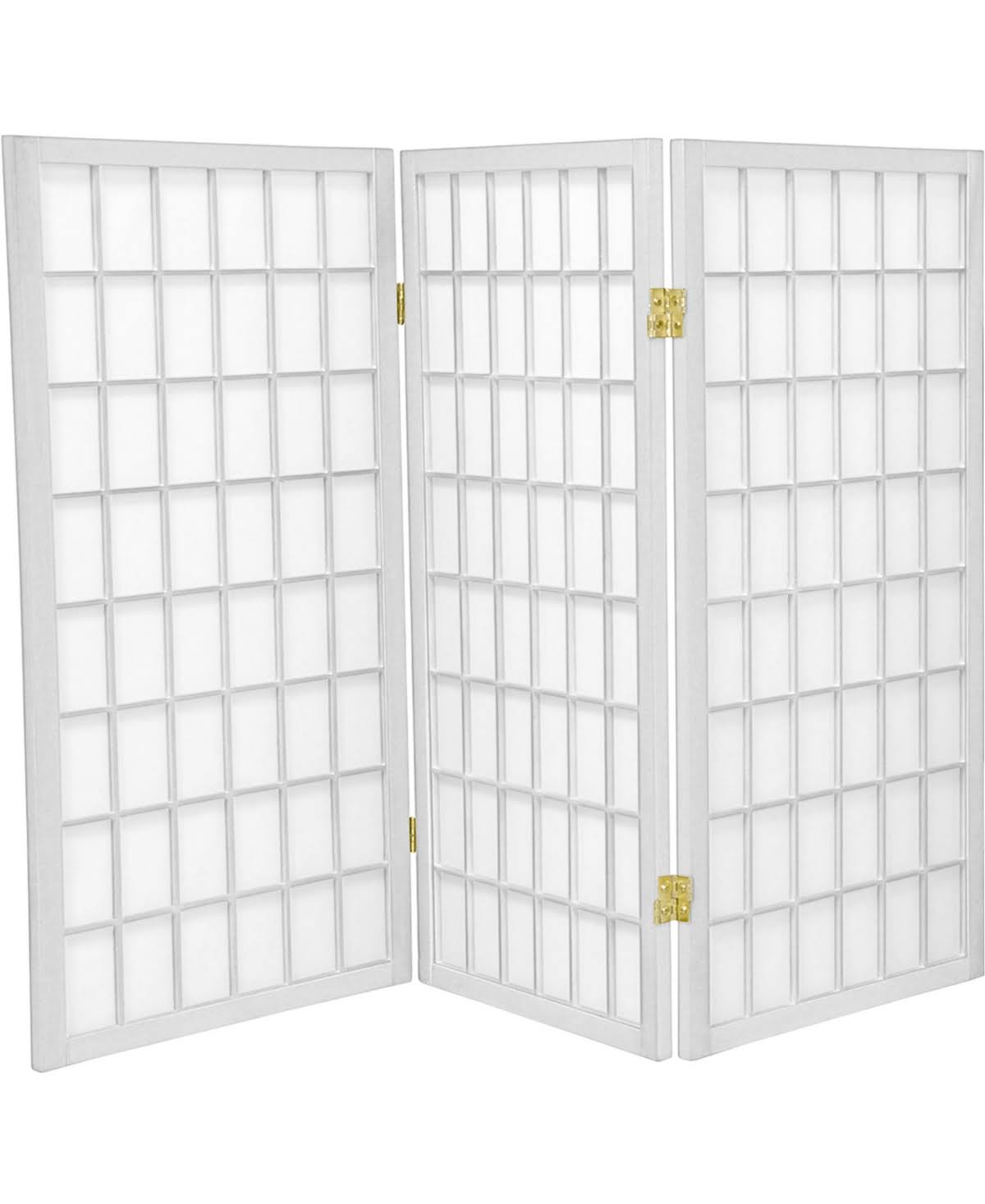 Oriental Furniture 3 ft. Tall Window Pane Shoji Screen - 3 Panel - White