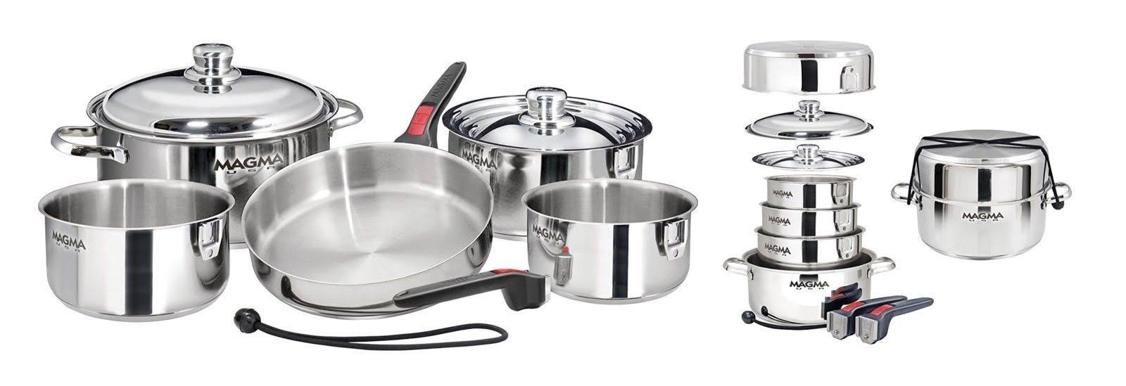 Magma Products A10-360L-IND, 10 Piece Gourmet Nesting Stainless Steel Cookware Set,