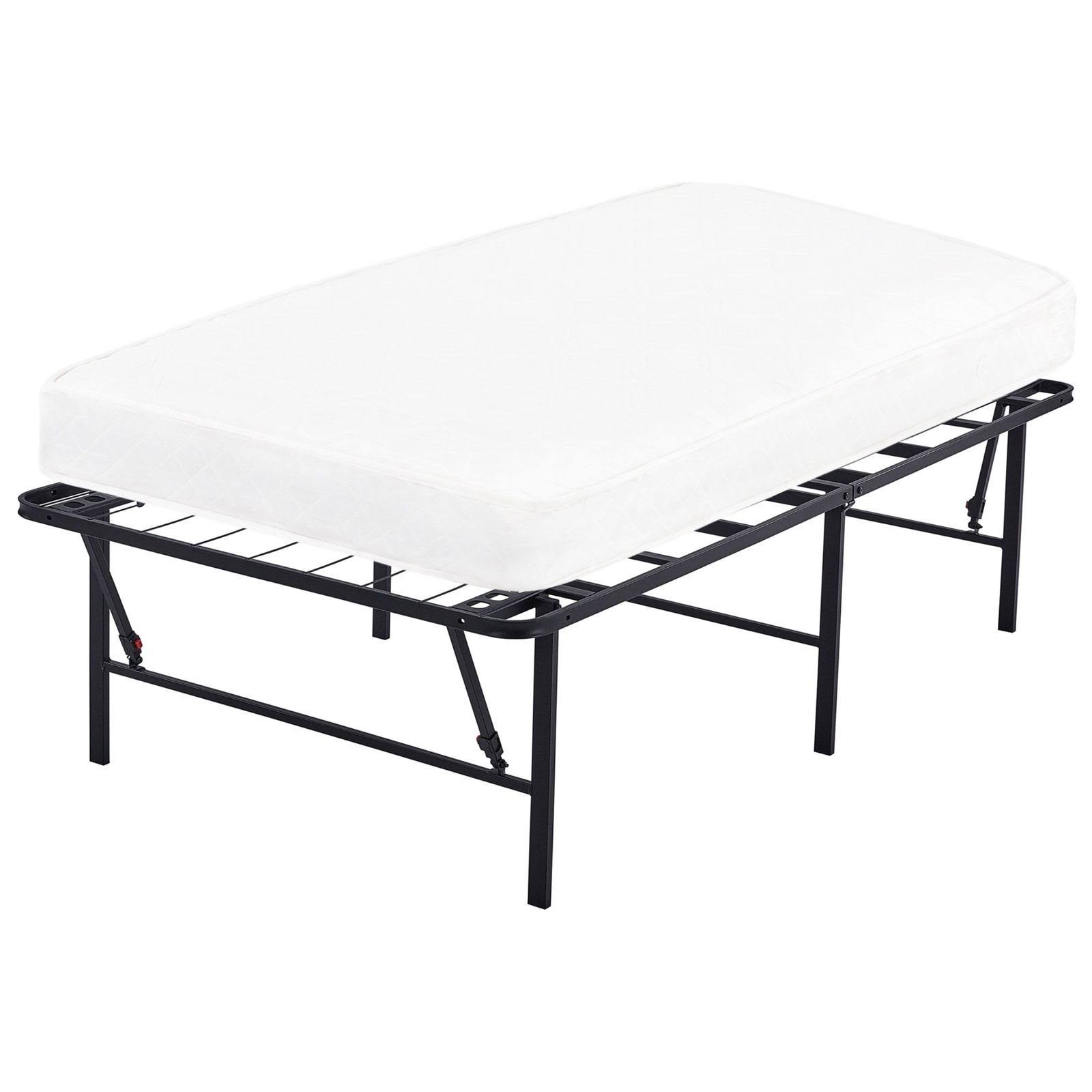 Mainstays 18 inch High Profile Foldable Steel Bed Frame, Powder-Coated Steel, Size: Twin, Black