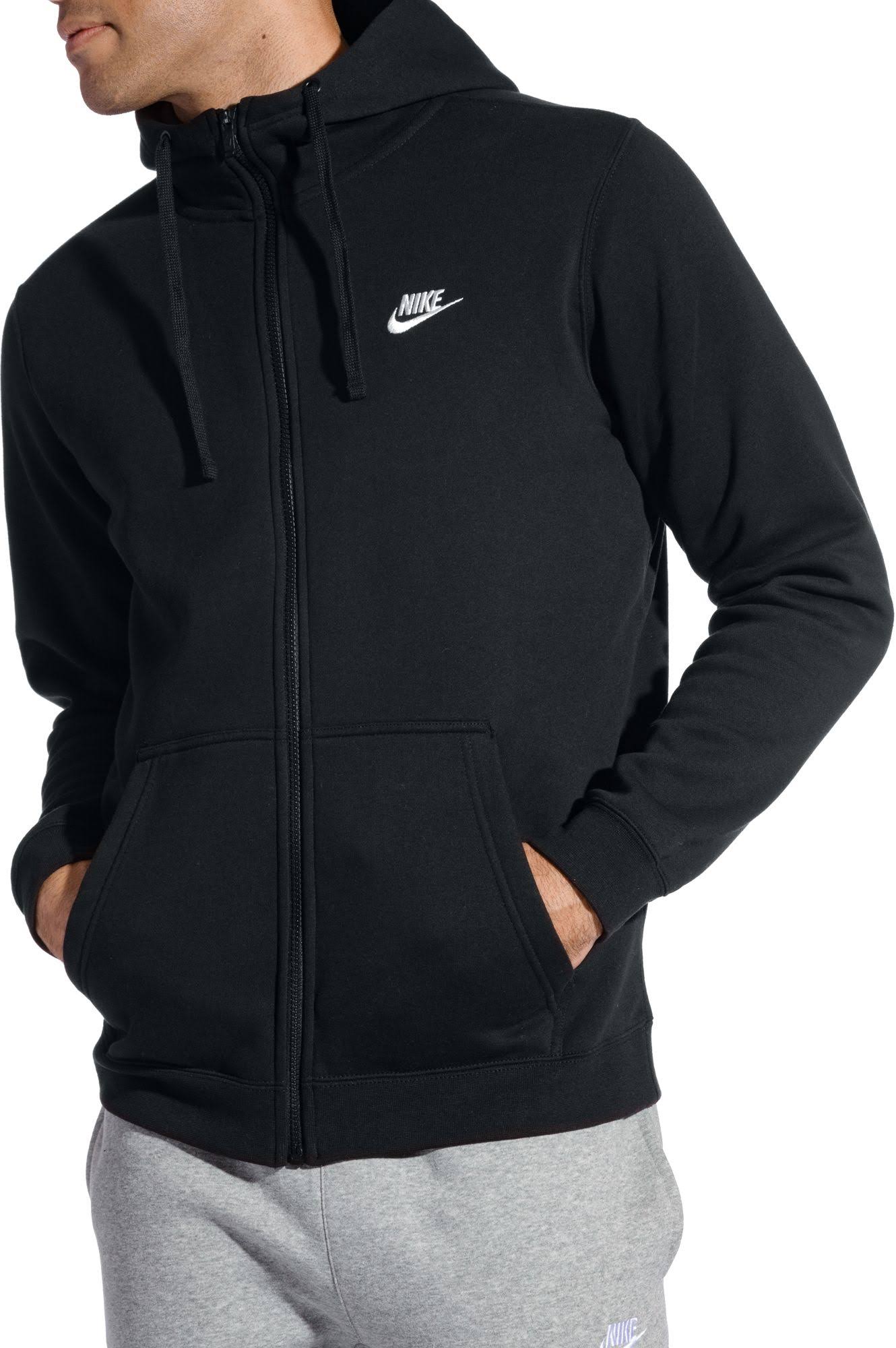 Nike Men's Sportswear Fleece Full-Zip Hoodie - Black/White - L