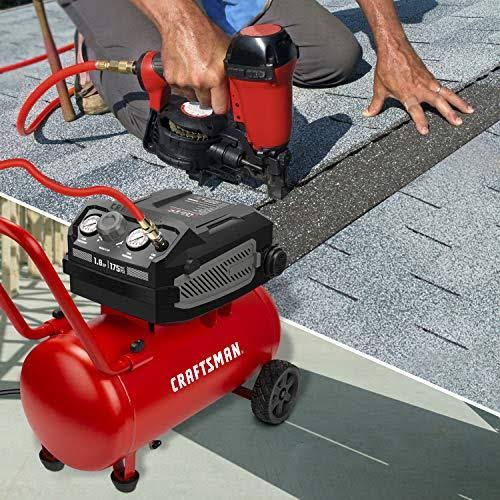 Craftsman Hard Air Compressor, 10 Gallon 1.8 HP 175 psi, 4.0CFM@90PSI, Oil Free and Maintenance Free, Portable with Large Wheels