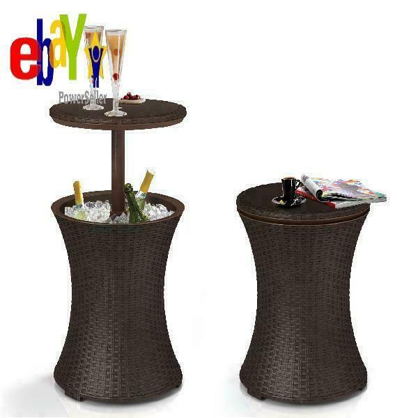 Keter Cool Bar Patio Beverage Cooler Table 7.5 Gallon Brown Attractive Beautiful