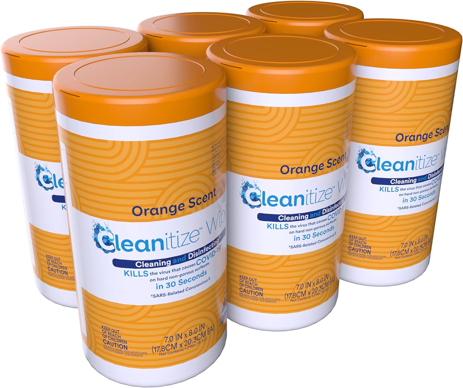 Cleanitize Disinfectant Wipes - Bundle - Canister 75ct (6-pack) | Citrus Scent | One Step Cleaning and Disinfecting