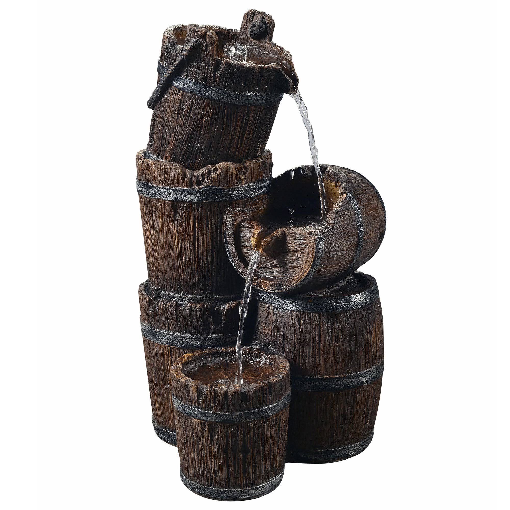 Peaktop - Outdoor Vintage 3-Tier Barrel Waterfall Fountain