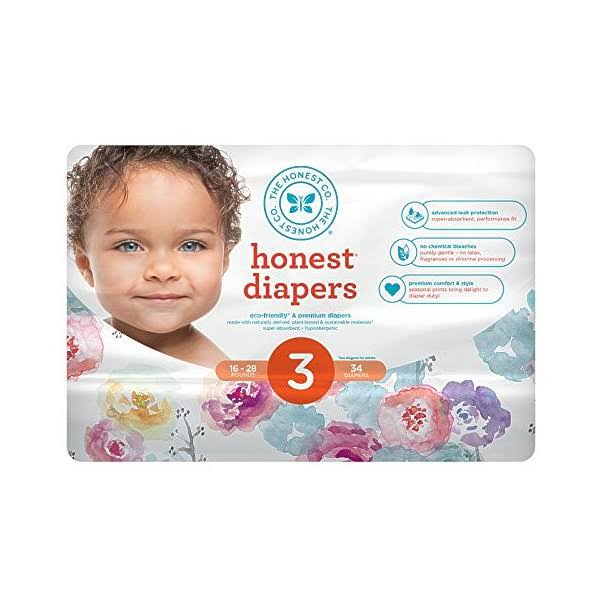 Honest Baby Diapers, Rose Blossom, Size 3 (136 Count)