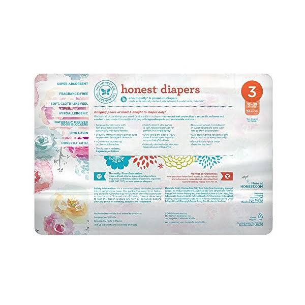Honest Baby Diapers, Rose Blossom, Size 3 (136 Count)