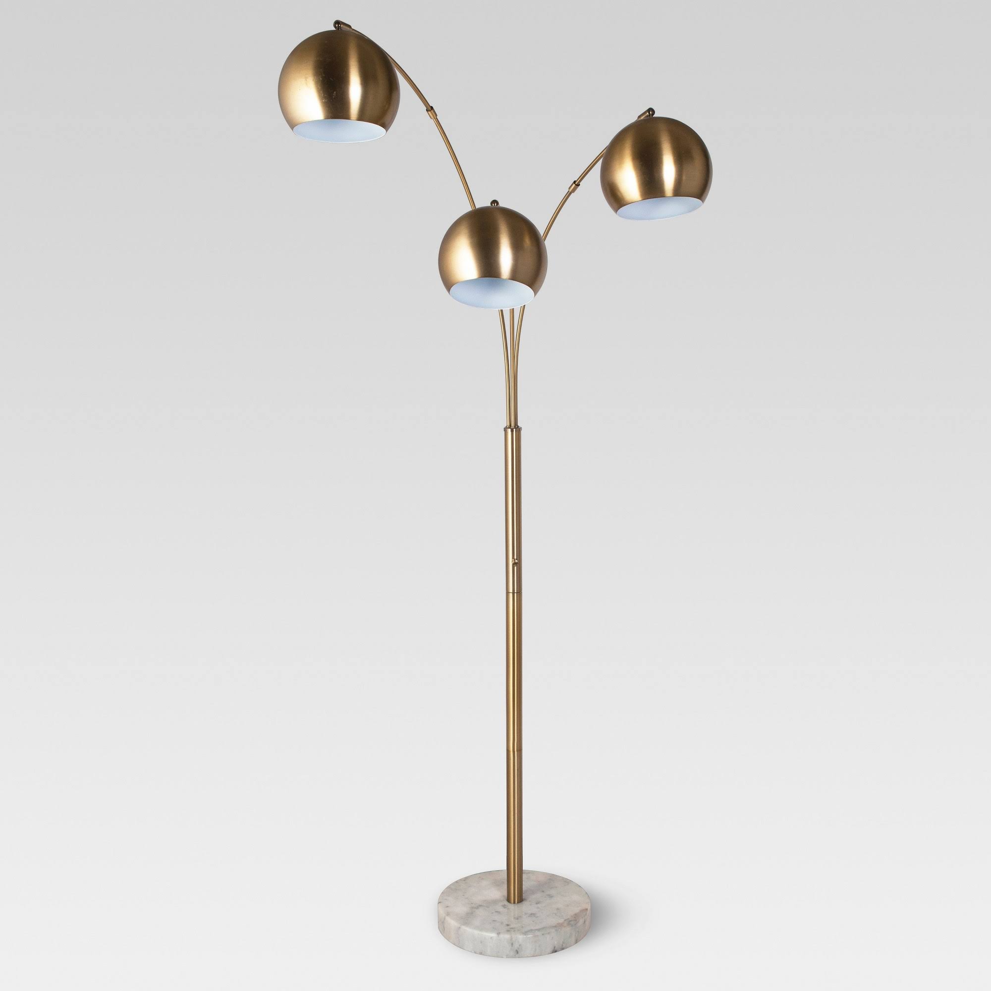Span 3-Head Metal Floor Lamp Brass Includes Energy Efficient Light - Black