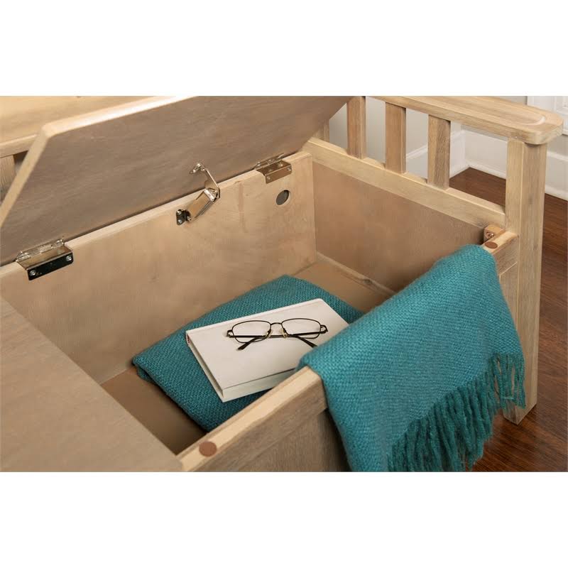 Linon Lottie Storage Bench in Natural Brown - CYMX370