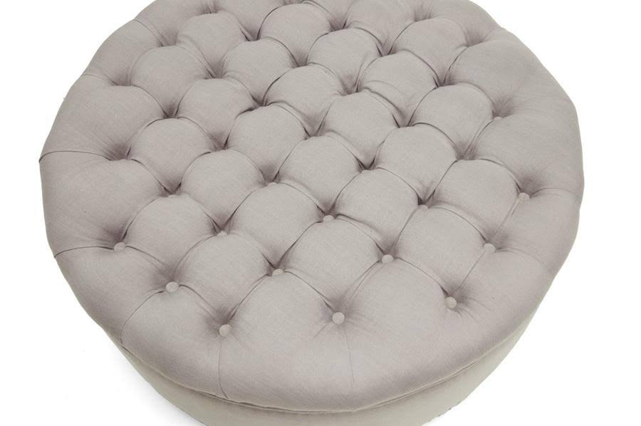 Baxton Studio Inglehart Tufted Ottoman, Grey Linen