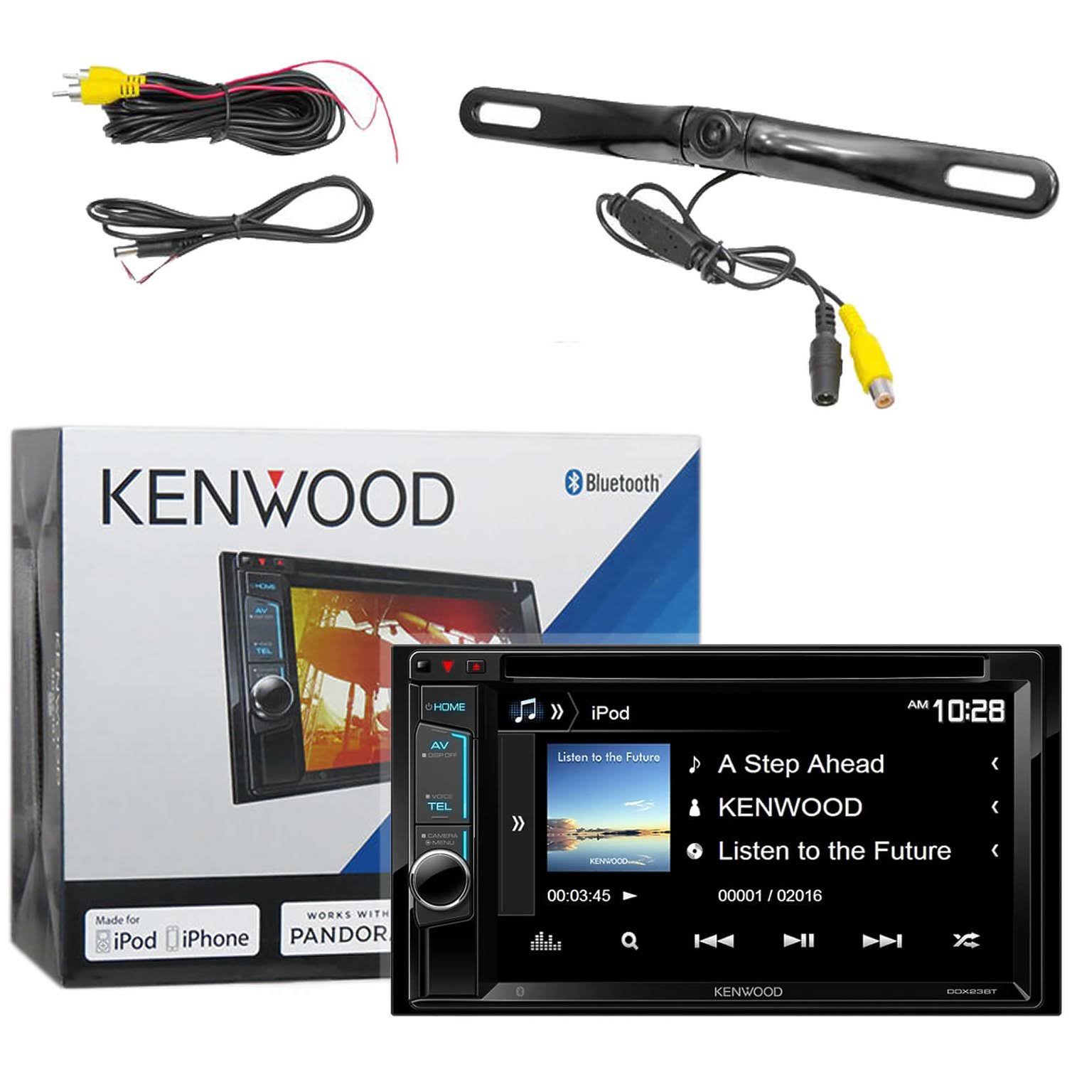 Kenwood Bluetooth USB AUX Double DIN Receiver,License Plate Black Back Up Camera DDX25BT- EABC256B