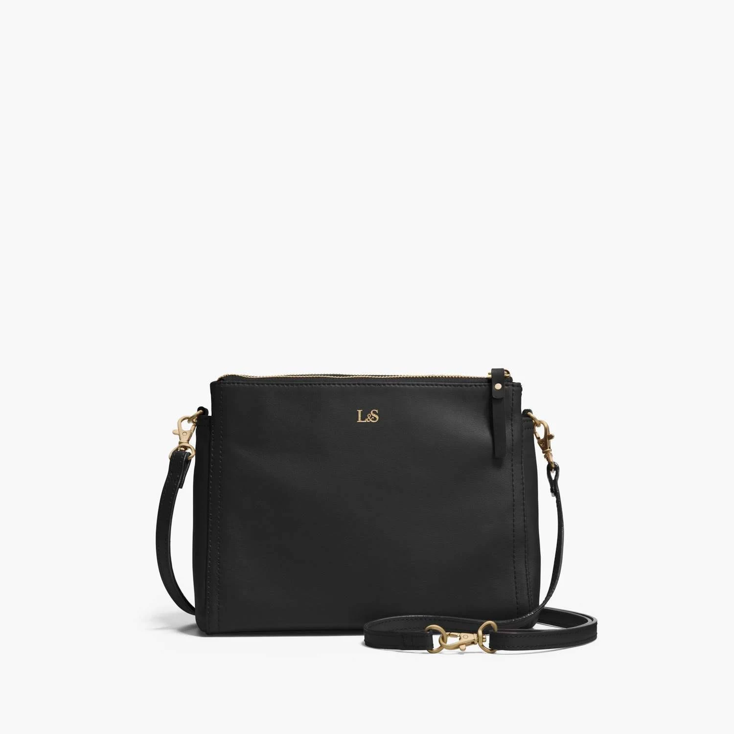 Lo u0026 Sons: The Pearl - Women&s Leather Crossbody Bag in Black/Gold/Camel Nappa