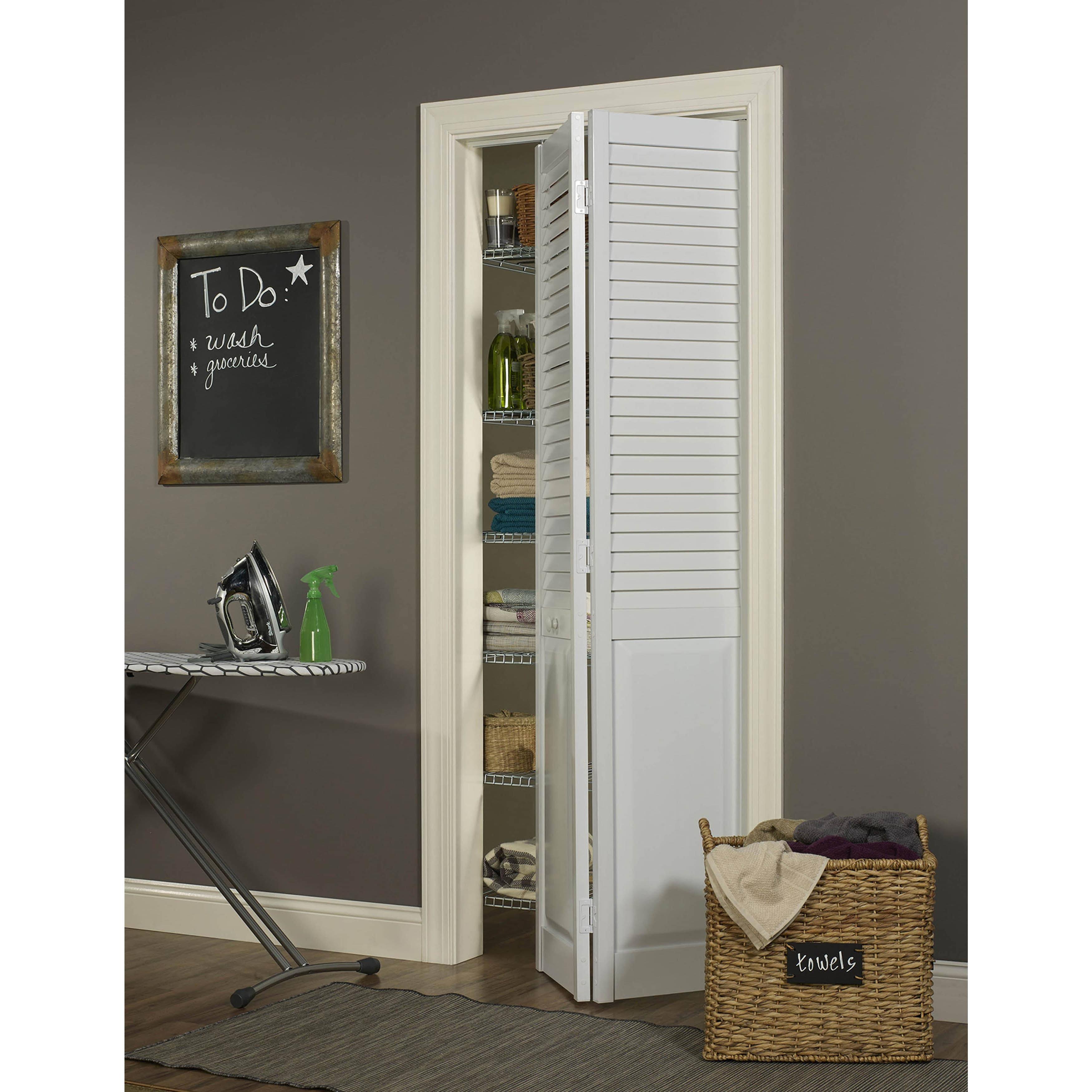 Seabrooke PVC Louver-Over-Panel Bifold DOOR, White