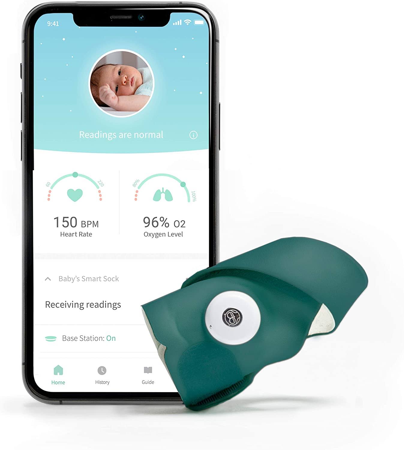Baby Monitor, Owlet Smart Sock 3 Baby Monitor with Oxygen u0026 Heart Rate, Plus Deep Sea Green Sock Set