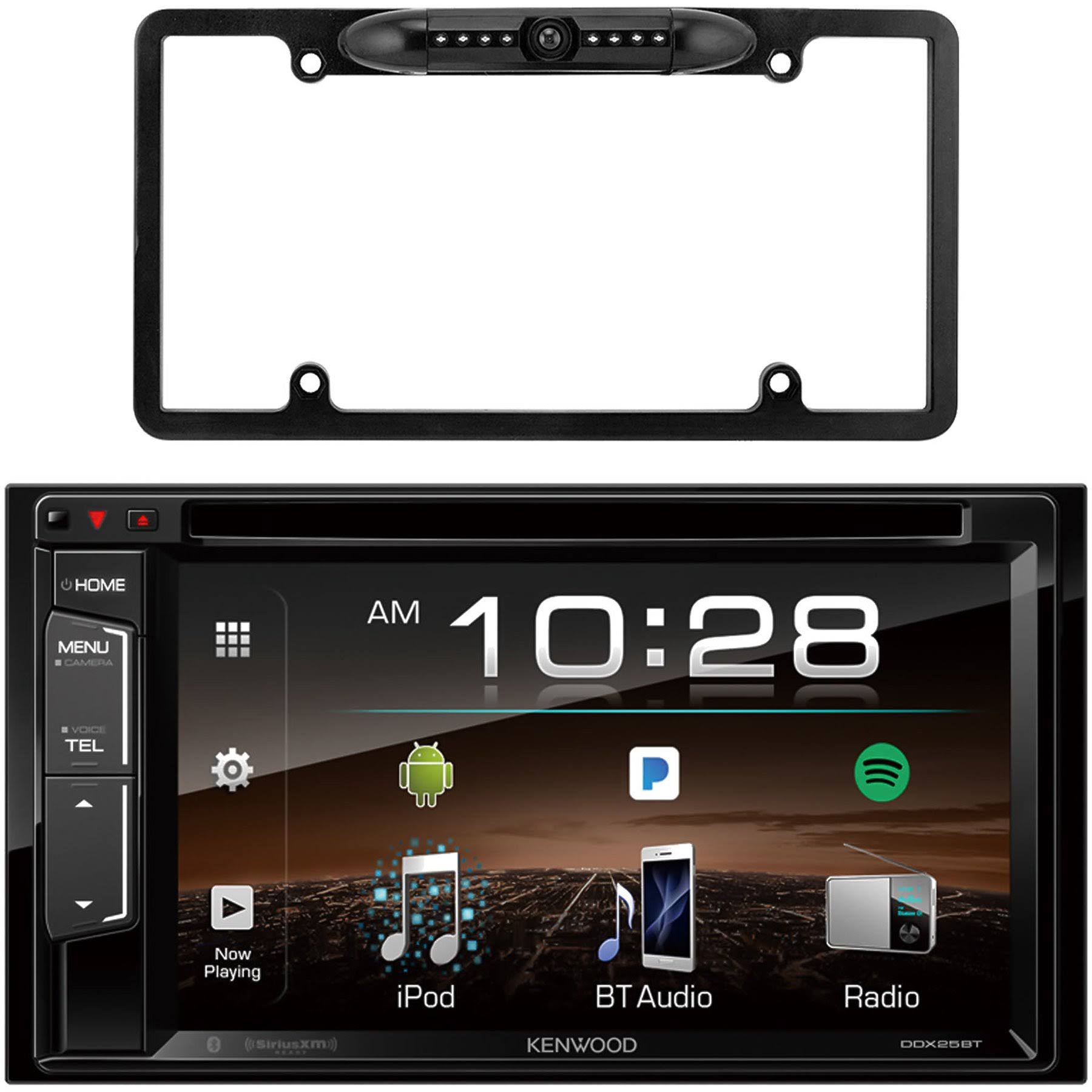 Kenwood Bluetooth USB AUX Double DIN Receiver,License Plate Black Back Up Camera DDX25BT- EABC256B
