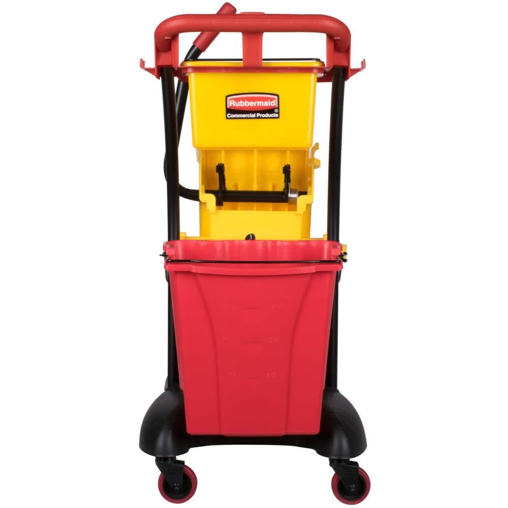 Rubbermaid Commercial WaveBrake 35 Quart Mopping Trolley Side Press Yellow