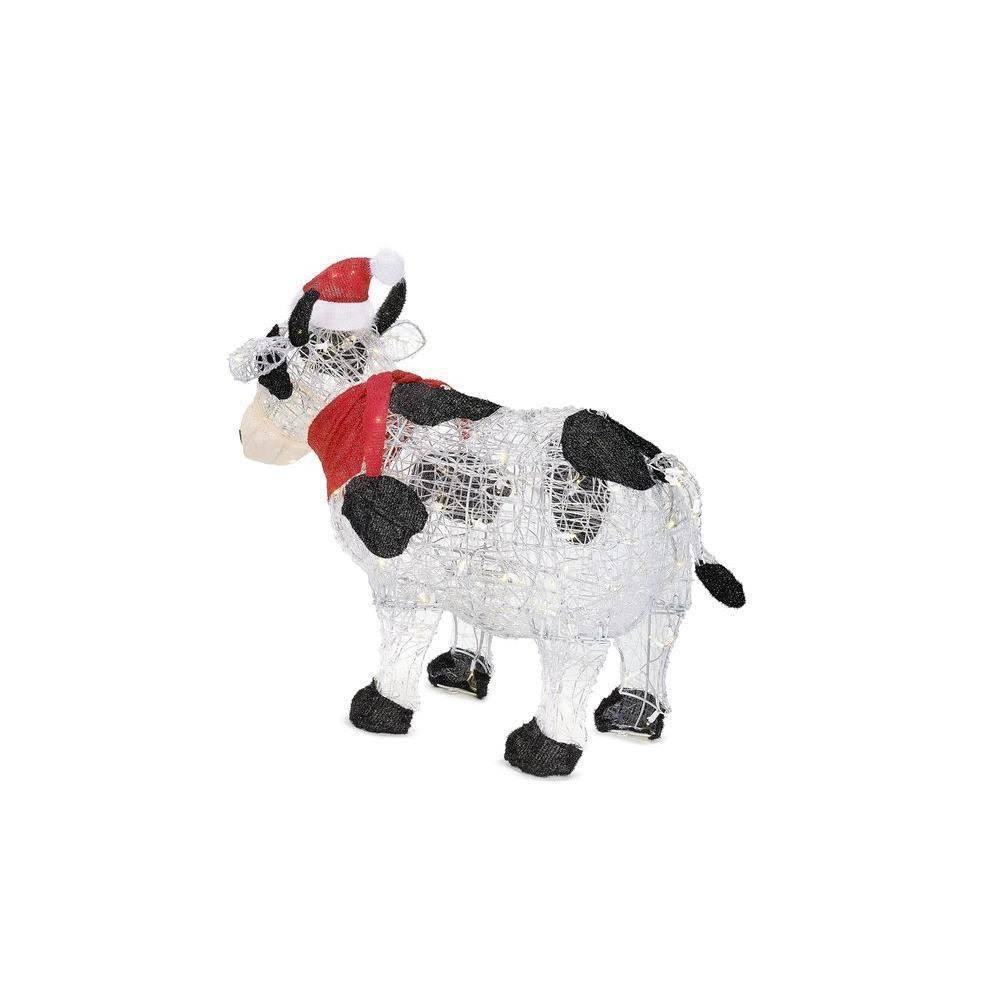 36 in. Pre-Lit Cow with Santa Hat