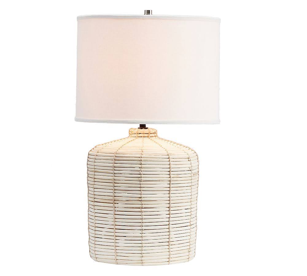 Cambria Seagrass Table Lamp with Small SS Gallery Shade, Small