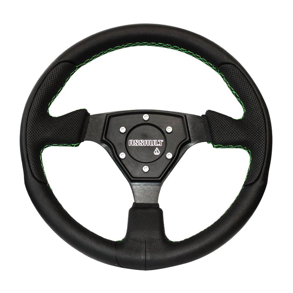 Assault Industries Tomahawk Steering Wheel - Green Stitching - 100005SW0104