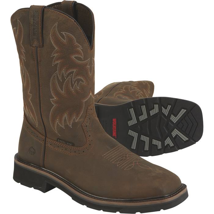 Wolverine Men's Rancher Brown Square Toe Wellington Work Boots