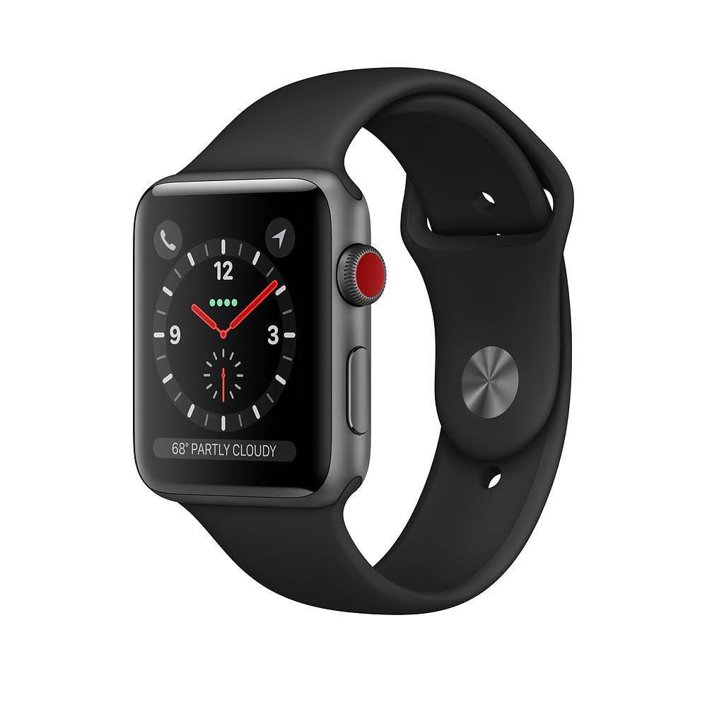 Apple Watch Series 3 42mm (GPS + Cellular) Space Gray Aluminum Case - Black Sport Band (Refurbished)